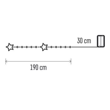 LED jõulukett 20xLED/2xAA 2,2 m soe valge