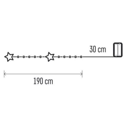 LED jõulukett 20xLED/2xAA 2,2 m soe valge