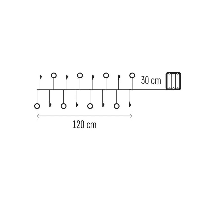 LED jõulukett 40xLED/3xAA 1,5 m soe valge