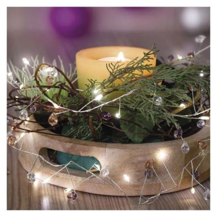 LED jõulukett 40xLED/3xAA 1,5 m soe valge