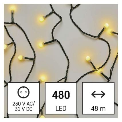 LED jõulukett 480 LED-i, 8 funktsiooniga, 53 m, IP44, soe valge