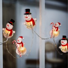 LED Jõulukett iminappadega 6xLED/2xAA 1,2m soe valge lumememm