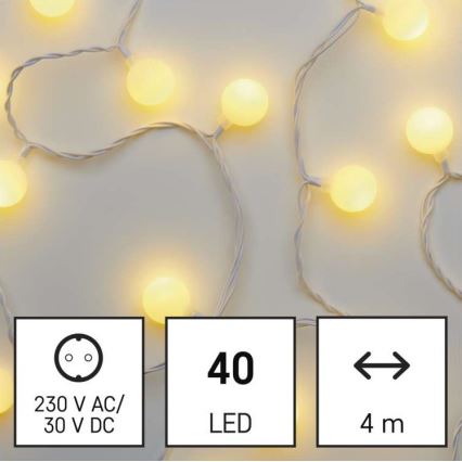 LED jõulukett väliskasutuseks 40xLED/9m IP44 soe valge
