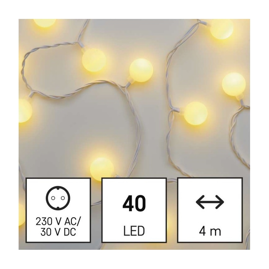 LED jõulukett väliskasutuseks 40xLED/9m IP44 soe valge