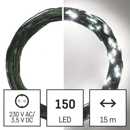 LED jõulukett välitingimiseks 150xLED/20m IP44 külmvalge