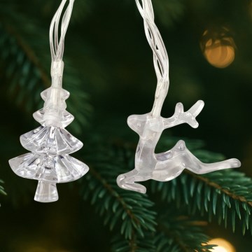 LED jõulukett välitingimustesse 20xLED/2xAA 2,2 m IP44 mitmevärviline kuuse- ja põhjapõdrukujud