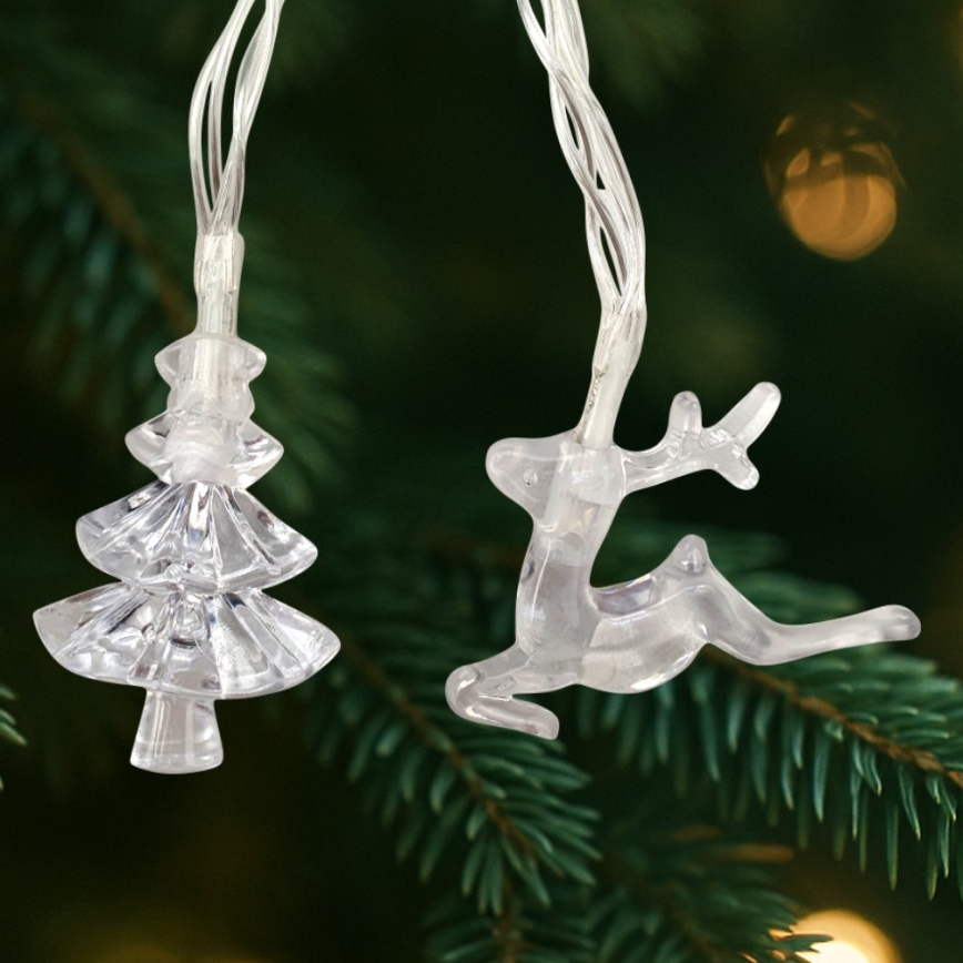 LED jõulukett välitingimustesse 20xLED/2xAA 2,2 m IP44 mitmevärviline kuuse- ja põhjapõdrukujud