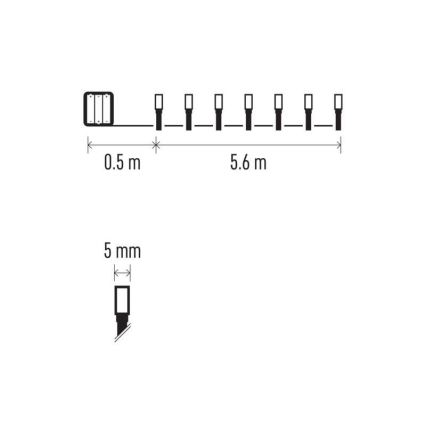 LED jõulukett välitingimustesse 80xLED/3xAA 6,1m IP44 soe valge