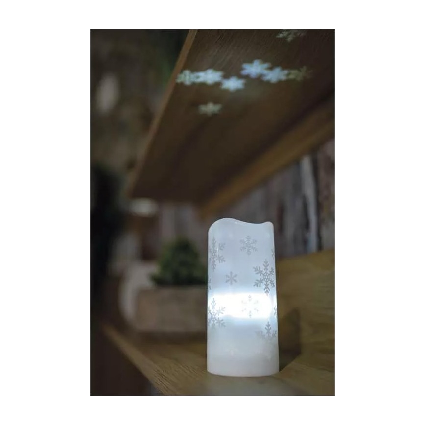LED Jõuluküünal LED/3xAAA lumehelbed, külm valge