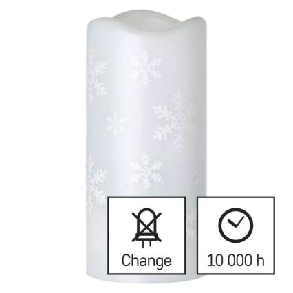 LED Jõuluküünal LED/3xAAA lumehelbed, külm valge