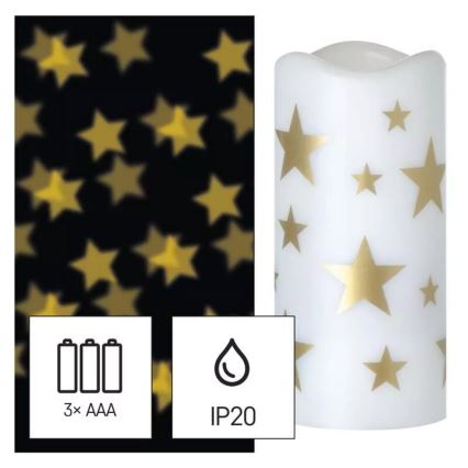 LED Jõuluküünal LED/3xAAA tähed, soe valge
