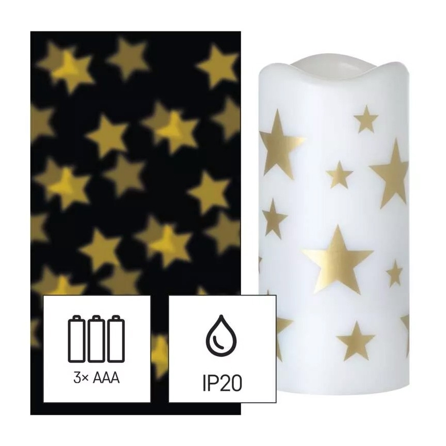 LED Jõuluküünal LED/3xAAA tähed, soe valge