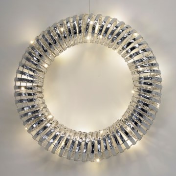 LED jõulupärg 30xLED/3xAA, läbimõõt 40 cm, soe valge, pärg/hõbedane