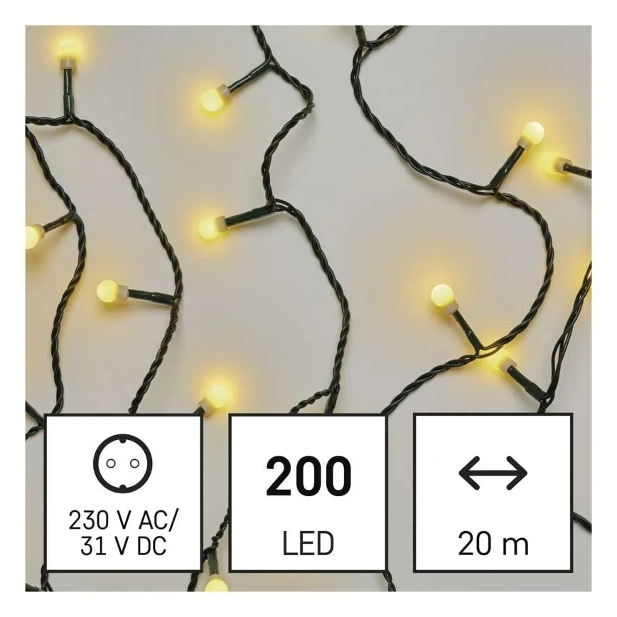 LED jõulurida 200xLED/8 funktsiooni 20m IP44 soe valge