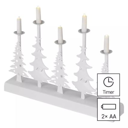 LED Jõuluteemaline küünlajalg LED/2xAA valge