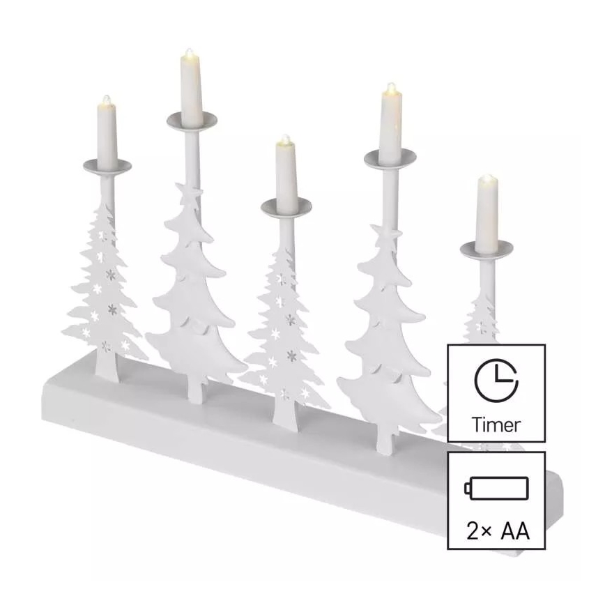 LED Jõuluteemaline küünlajalg LED/2xAA valge