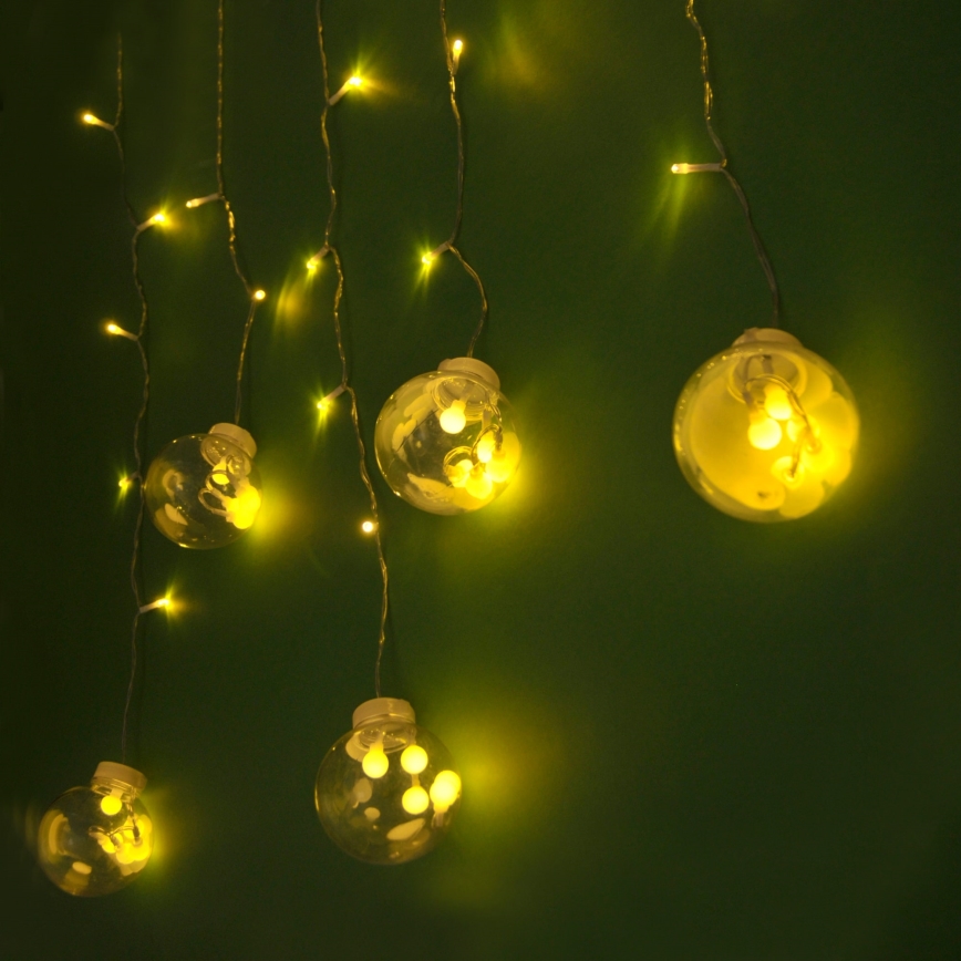 LED Jõuluteemaline valguskardin WISH BALLS 108xLED/8 funktsioonid 4,5 m soe valge