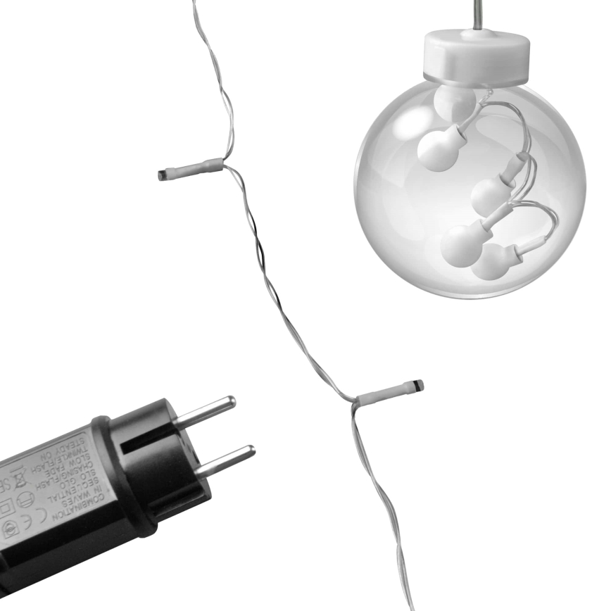 LED Jõuluteemaline valguskardin WISH BALLS 108xLED/8 funktsioonid 4,5 m soe valge