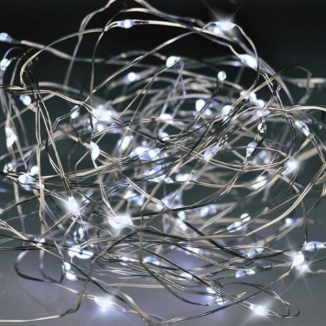 LED Jõuluteemaline valguskett 100xLED/3xAA 10m külm valge