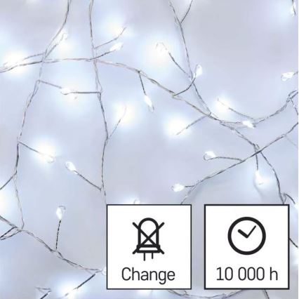 LED Jõuluteemaline valguskett 100xLED/3xAA 2,7 m jahe valge