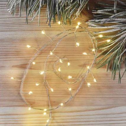 LED Jõuluteemaline valguskett 100xLED/3xAA 2,7m soe valge