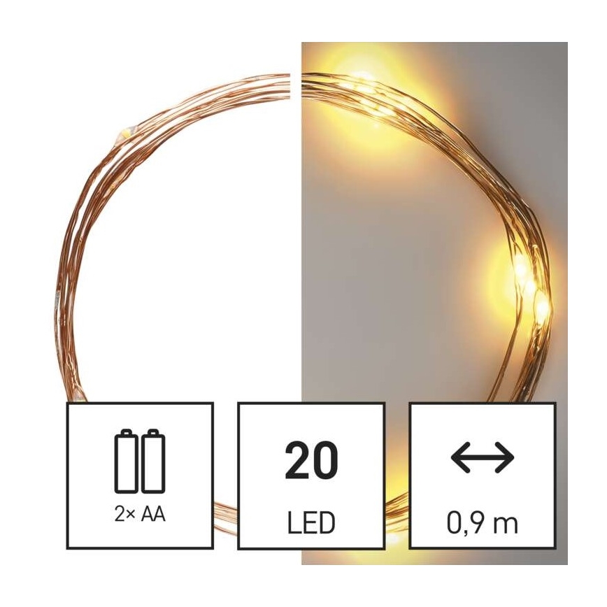 LED Jõuluteemaline valguskett 20xLED/2,4m soe valge