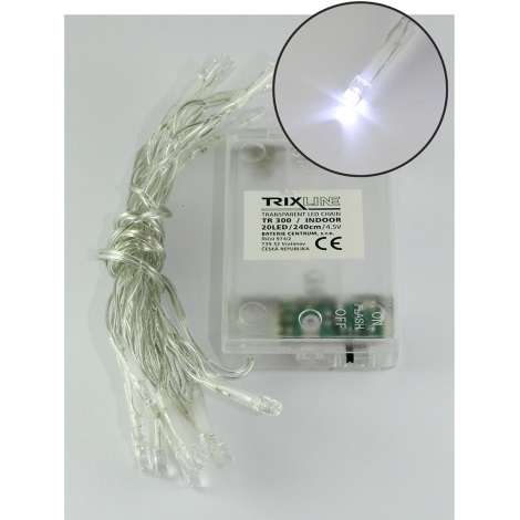 LED Jõuluteemaline valguskett 20xLED/2 funktsiooni 2,4m külm valge