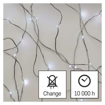 LED Jõuluteemaline valguskett 20xLED/2xAA 2,4m külm valge
