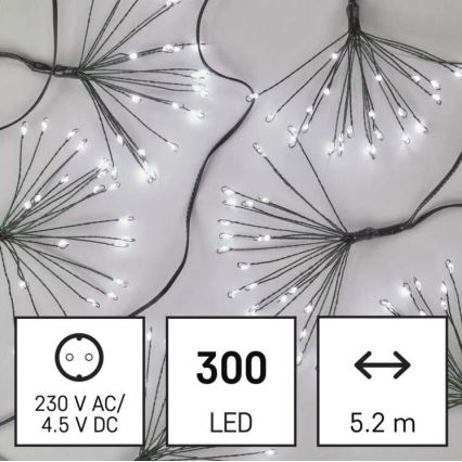 LED Jõuluteemaline valguskett 300xLED/8,2m külm valge