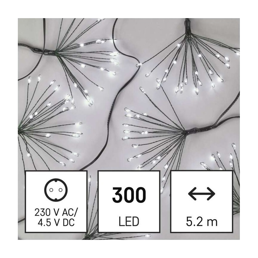 LED Jõuluteemaline valguskett 300xLED/8,2m külm valge