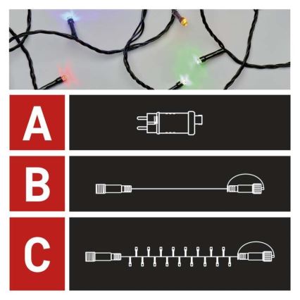 LED Jõuluteemaline väli valgukett 100xLED/15m IP44 mitmevärviline