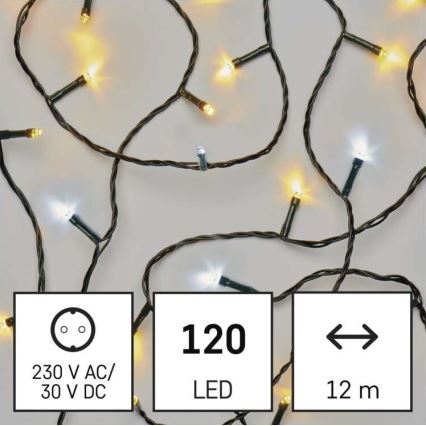 LED Jõuluteemaline väli valgukett 120xLED/17m IP44 soe/külm valge