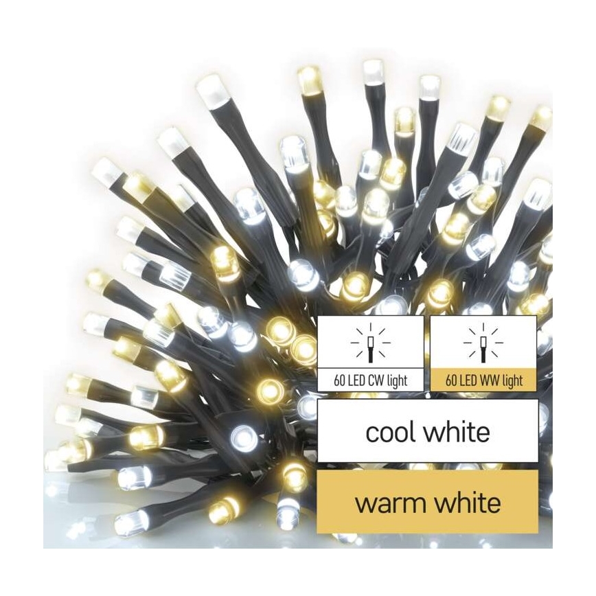LED Jõuluteemaline väli valgukett 120xLED/17m IP44 soe/külm valge