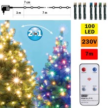 LED Jõuluteemaline väli valguskett 100xLED 10m IP44 soe valge/mitmevärviline + Pult