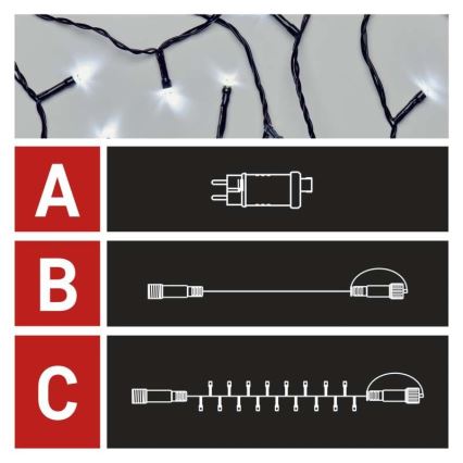 LED Jõuluteemaline väli valguskett 100xLED/15m IP44 külm valge