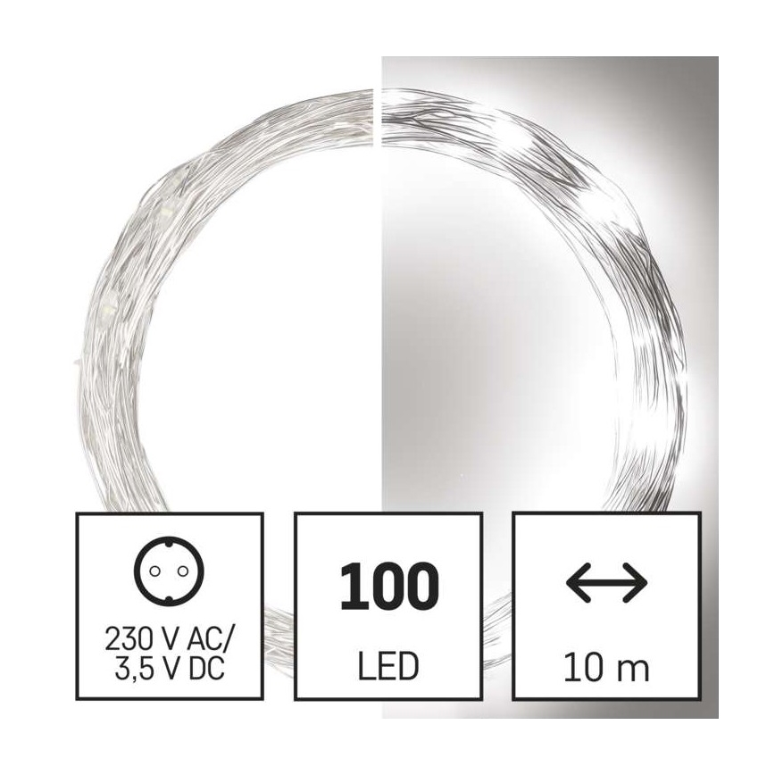 LED Jõuluteemaline väli valguskett 100xLED/15m IP44 külm valge