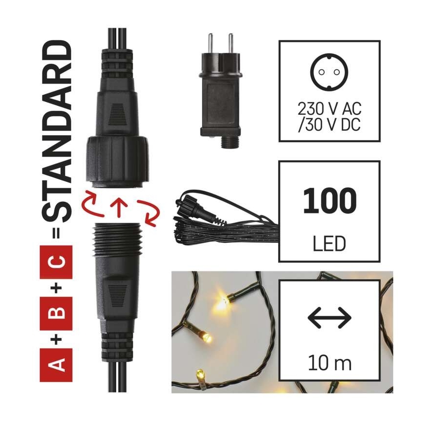 LED Jõuluteemaline väli valguskett 100xLED/15m IP44 soe valge
