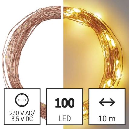 LED Jõuluteemaline väli valguskett 100xLED/15m IP44 soe valge