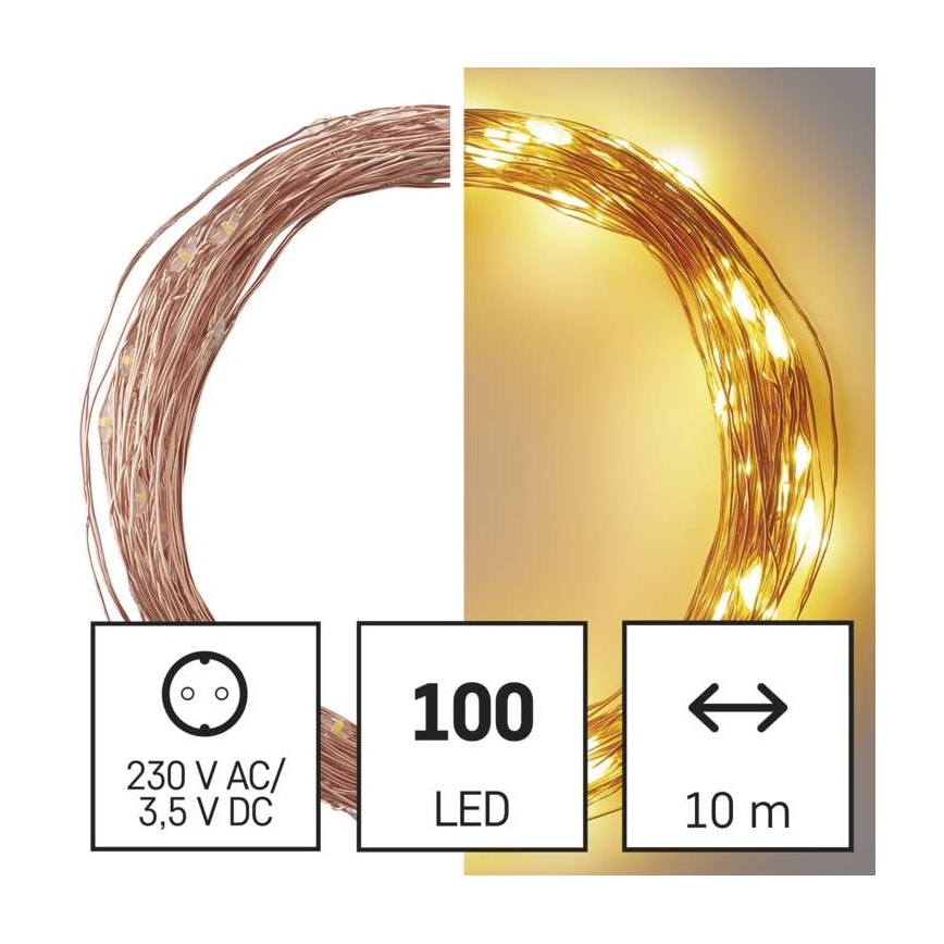 LED Jõuluteemaline väli valguskett 100xLED/15m IP44 soe valge