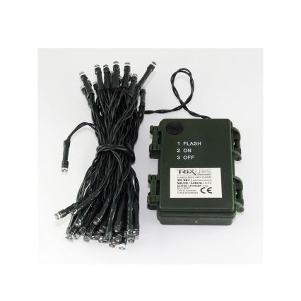 LED Jõuluteemaline väli valguskett 100xLED/2 funktsiooni/3xAA 10,8m IP44 külm valge