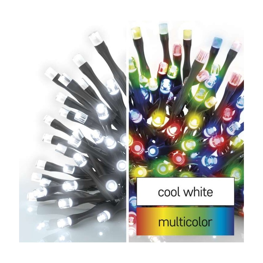 LED Jõuluteemaline väli valguskett 100xLED/8 režiimi 15m IP44 külm valge/mitmevärviline