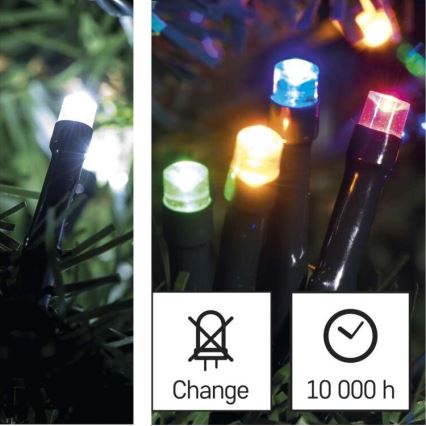 LED Jõuluteemaline väli valguskett 100xLED/8 režiimi 15m IP44 külm valge/mitmevärviline