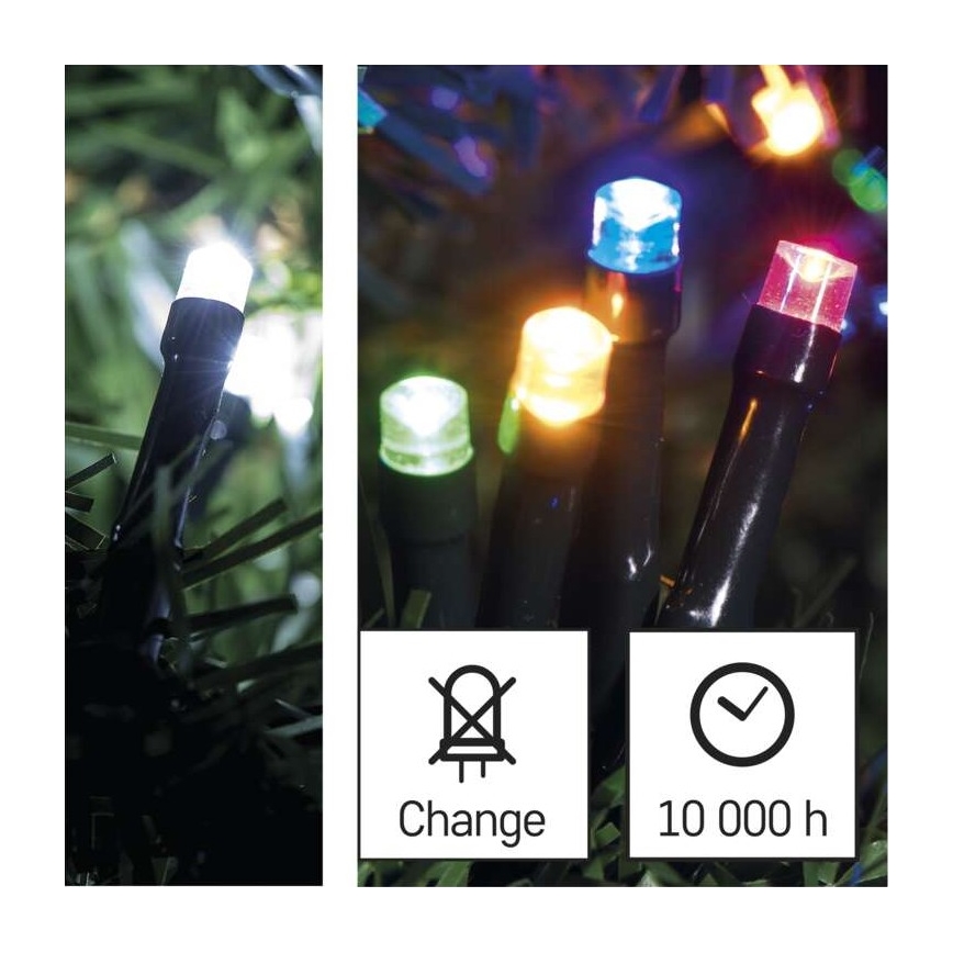 LED Jõuluteemaline väli valguskett 100xLED/8 režiimi 15m IP44 külm valge/mitmevärviline