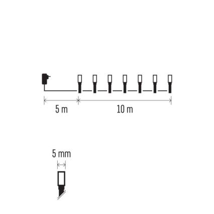 LED Jõuluteemaline väli valguskett 100xLED/8 režiimi 15m IP44 külm valge/mitmevärviline