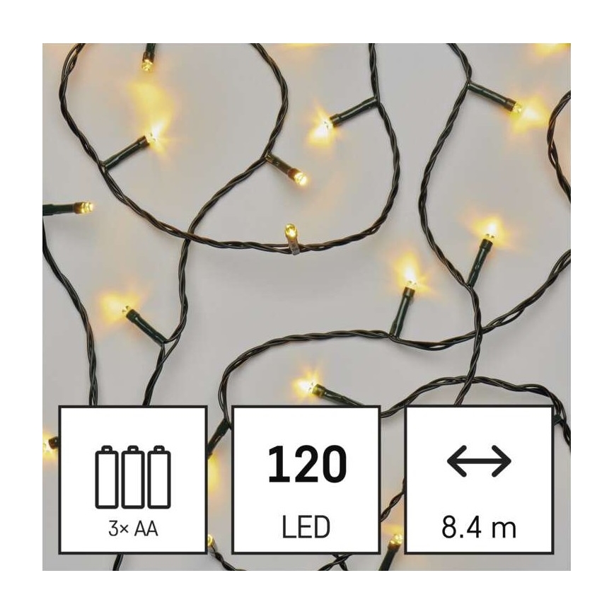 LED Jõuluteemaline väli valguskett 120xLED/8,9m IP44 soe valge
