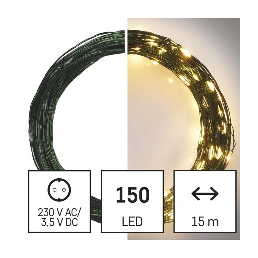 LED Jõuluteemaline väli valguskett 150xLED/20m IP44 soe valge