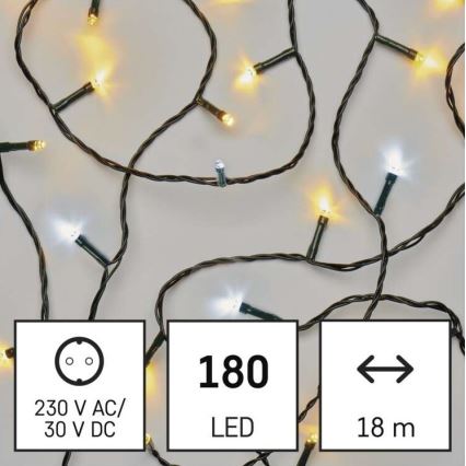 LED Jõuluteemaline väli valguskett 180xLED/2 funktsiooni 23m IP44 soe/külm valge