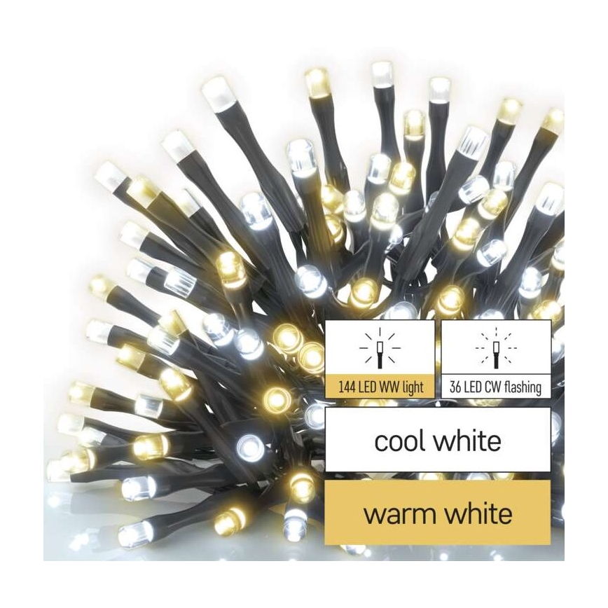 LED Jõuluteemaline väli valguskett 180xLED/2 funktsiooni 23m IP44 soe/külm valge