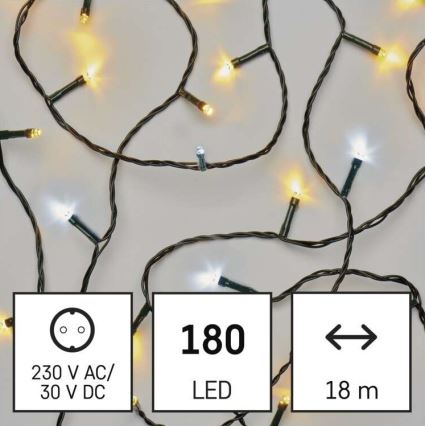 LED Jõuluteemaline väli valguskett 180xLED/23m IP44 soe/külm valge