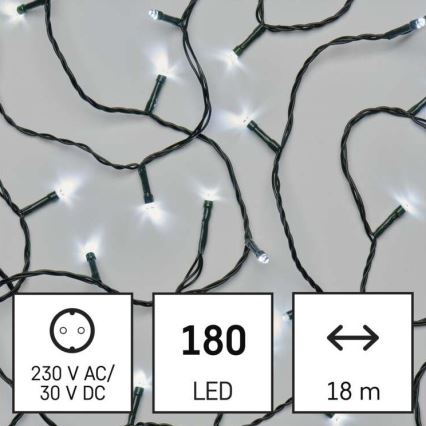 LED Jõuluteemaline väli valguskett 180xLED/8 režiimi 23m IP44 külm valge